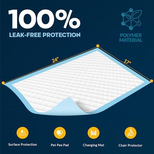 Disposable Underpads 17x24 in,Super Absorbent,Incontinence,100 Ct
