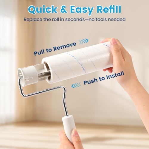 Extra Sticky Long Handle Lint Roller for Pet Hair, Floor