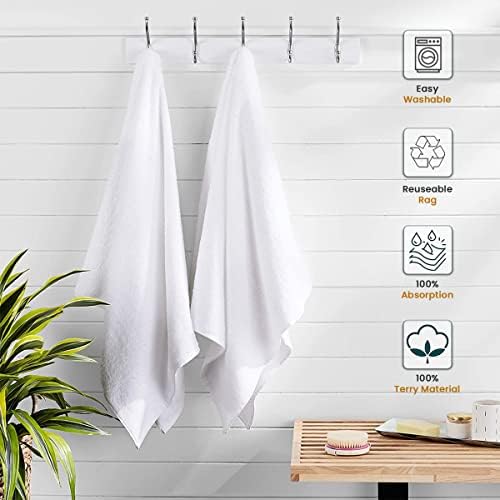 White Terry Rags 2lb Bulk Towel Rag Multipurpose 12x12 Inches 100% Cotton Ring Spun Cleaning Solution for Body Shops, Garages, Restaurants, Home, Bars (24 Pack)