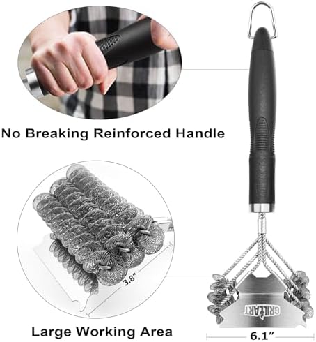 Grill Brush & Bristle Free Outdoor BBQ Scraper, Safe 18'' Stainless Cleaner