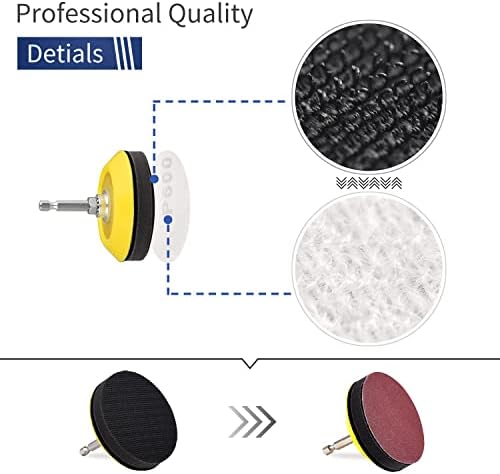 120Pack 3 Inch Polishing Pad for Drill Sanding Attachment Variety Kit with 5/16" and 1/4" Shanks for Car Buffer Polisher Waxing Sealing Glaze, Sanding Pads Includes 80-3000 Grit