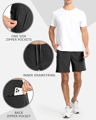Mens Workout Athletic Shorts 7 inch / 5 inch Quick Dry Running Shorts Men Lightweight Sports Gym Shorts with Pocket