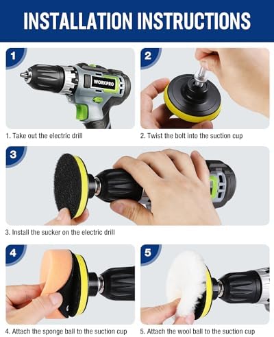 WORKPRO 3 Inch Drill Buffing Pad Kit - 11 Pcs Car Foam Polishing Pads Set