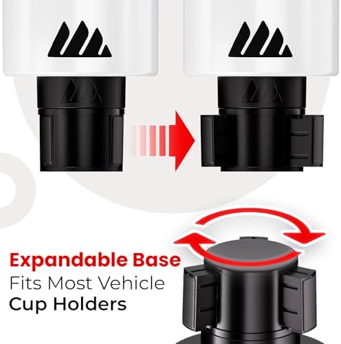 Ultimate Car Cup Holder Expander with Adjustable Base - White