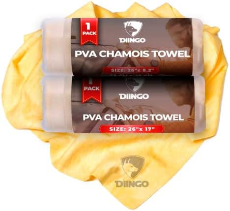 DIINGO 2PACK Premium PVA Chamois Towel Super Absorbent for Car Quick Dry and Multipurpose Cleaner (Large 26x 17) + (Smal