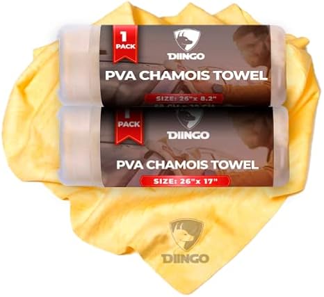 DIINGO 2PACK Premium PVA Chamois Towel Super Absorbent for Car Quick Dry and Multipurpose Cleaner (Large 26x 17) + (Smal