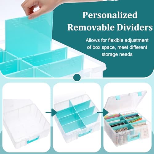 Clear Plastic Dividing Storage Box with 8 Deep Compartment Sewing Box