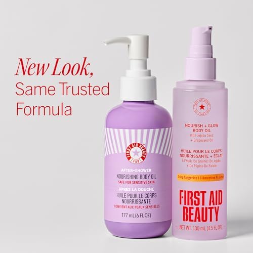 First Aid Beauty Nourish + Glow Body Oil, Crisp Tangerine Scent, 4.5 oz