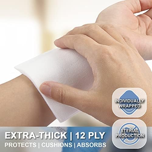 [Extra-Thick] 4''x4'' Sterile Gauze Pad 12-Ply, 150 Pack, Individual Wrapped, Ultra Absorbent Large Non-Woven Medical Gauze Sponges for Wound Care Home First Aid Kit