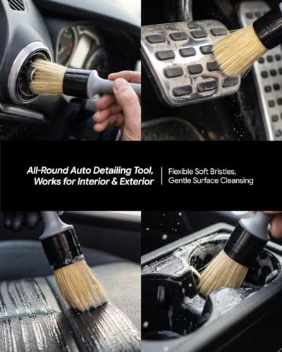 Car Detailing Brush Set Boar Hair 4 Pack Interior Exterior Vents