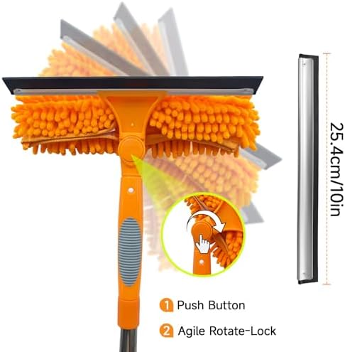 2 in 1 Window Squeegee Cleaner Kit Extension Pole, 67 in, Orange