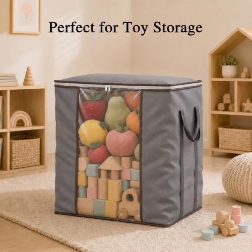 Comforter Storage Bags 120L for Blanket Clothes Bedding Sheet 2 Pack Grey