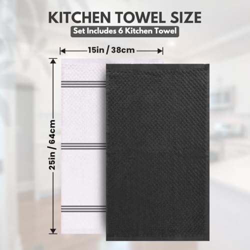 Kitchen Towels - 6 Pack - Cotton Dish Towel |15" x 25"