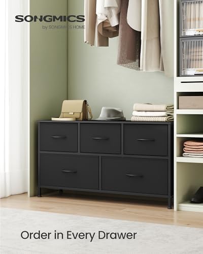 Dresser for Bedroom, Wide Dresser with 5 Fabric Drawers