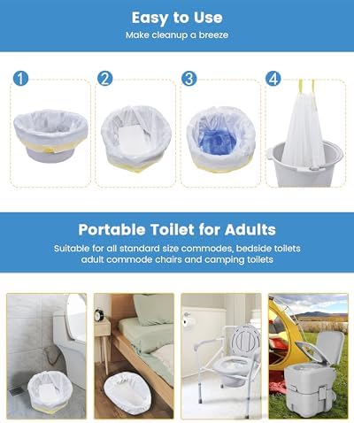 120 Count Super Absorbent Commode Pads, Disposable Toilet Pads for Adults Toilet Chair, Portable Potty, Commode Liners, Make Caregiving Easier