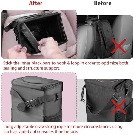 Ryhpez Car Trash Can with Lid, Hanging Trash Bin Car Garbage Can, Leakproof