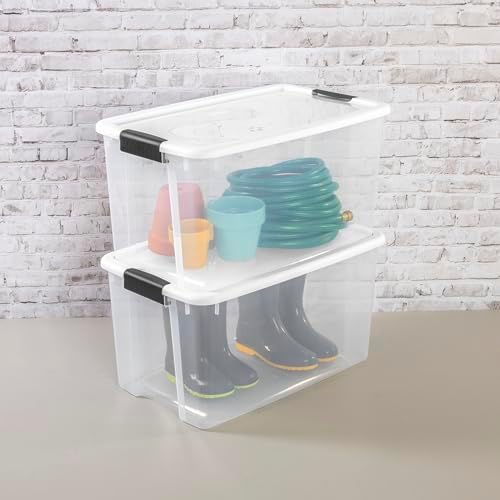 Ultra Latch Box with Lids for Home and Office, 70 Quart, 4-Pack