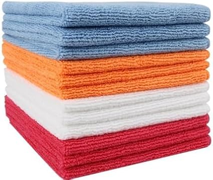 Tricol Clean Professional Microfiber Cleaning Cloth 12 Value Pack 16 x 16 inch (Commerical Grade, Extra Thick, Extra Abs