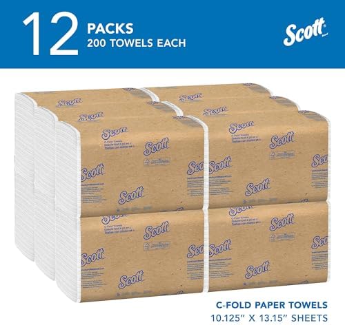 C-Fold Paper Hand Towels, Bulk, 12 x 200 Sheets (01510)