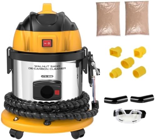 Walnut Blasting Kit for Carbon Cleaning, with 2KG Walnut Sand & 5 Pcs Adapters Automotive Engine System Intake Pipe Exhaust Valve Cleaning Machine, 1200W 110V Carbon Remover