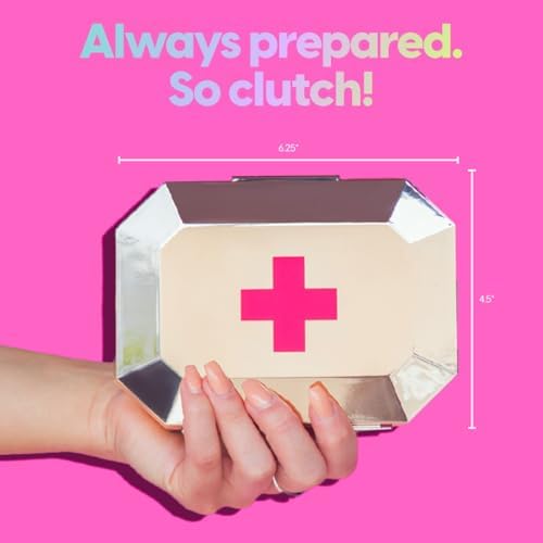 First Aid Kit - 75 Essential First-aid Supplies, Bandages, Wipes, Gold Travel Case - Multipurpose Mini Emergency Kit for Women - Pink Interior - Compact & Versatile - TSA Approved (1 Count)