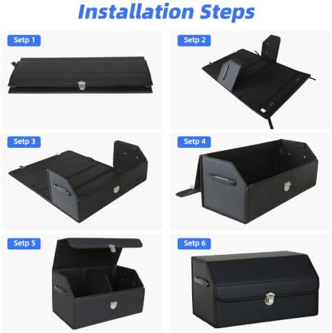 Car Trunk Organizer with Sturdy Faux Leather Lid - 20.9 inch 48L