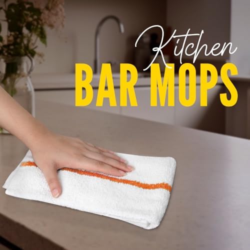 Terry Bar Mop Towels (Value Pack of 36) Size 16"x19" – Absorbent and Durable, Multipurpose Cleaning Rags, Cotton Cleaning Cloths, Terry Cloth Rags, Reusable Shop Rag