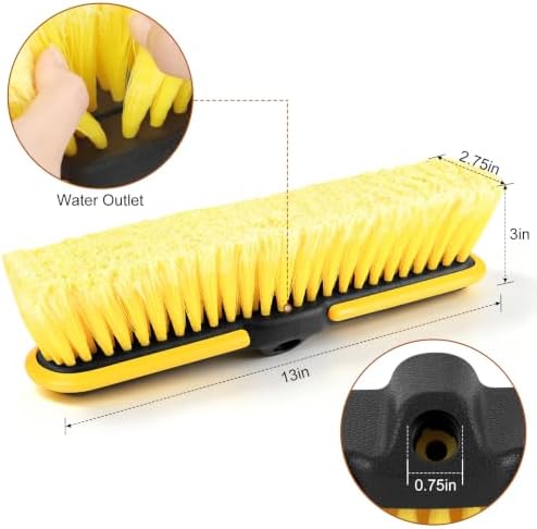 13'' Car Wash Brush Head Soft Bristle Scrub Rv Brush for Washing Exterior
