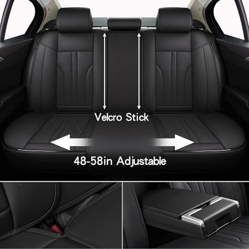 Car Seat Cover Full Set, Leather Car Seat Cover, Waterproof Seat Covers, Car Seat Cushion, Nappa Leather Seat Covers Car Seat Protector Universal Fit Most Cars Black