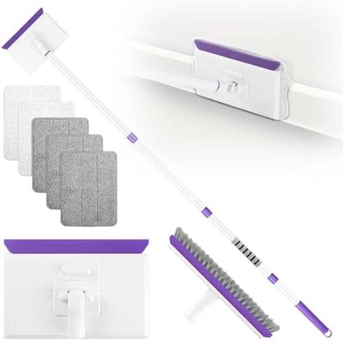 Baseboard Cleaner Tool with 60" Extendable Handle, 5 Reusable Pads