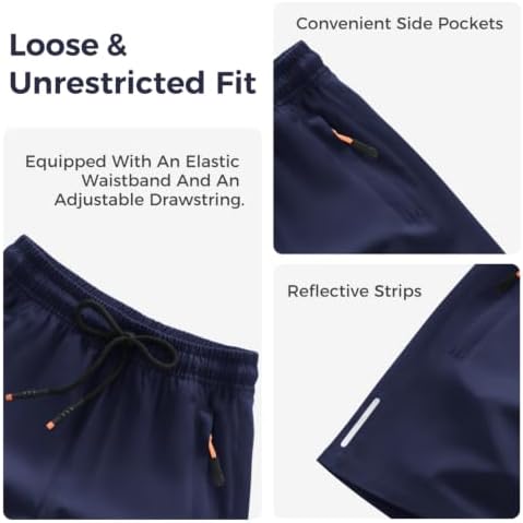 Boys Shorts Quick Dry Athletic Running Shorts with Zipper Pockets