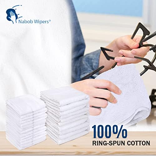 White Terry Rags 2lb Bulk Towel Rag Multipurpose 12x12 Inches 100% Cotton Ring Spun Cleaning Solution for Body Shops, Garages, Restaurants, Home, Bars (24 Pack)