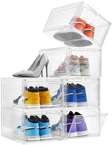 Shoe Storage Boxes Stackable Clear Shoe Organizer Cabinet,6 Pack