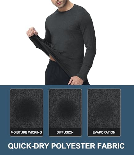 6 Pack Men Dry Fit Workout Long Sleeve UPF 50+ Athletic Gym Shirt