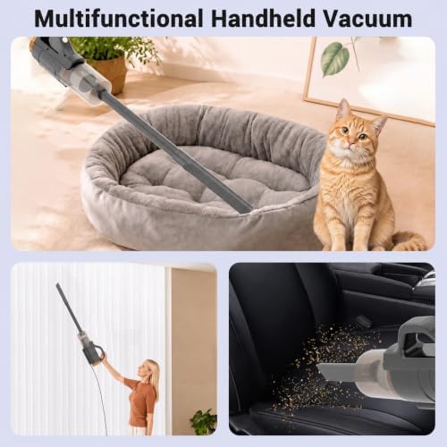 Corded Vacuum Cleaner with Blower,400W Hand-held Stick Vacuum with 10 Accessoriesfor Home Office Apartment,Floors,Pets Hair, Car Cleaning (Grey)
