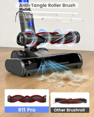 Cordless Vacuum Cleaner, Vacuum Cleaners for Home 500W 40KPa 120Mins with 2 Batteries, Anti-Tangle Rechargeable Lightweight Stick Vacuum with Green Light for Pet Hair/Carpet/Hardwood Floor Blue