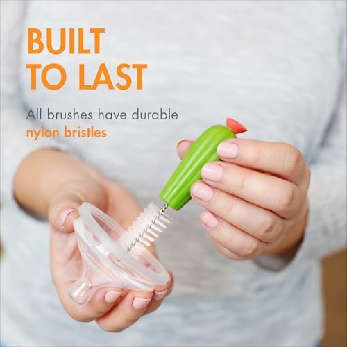 Cacti Bottle Cleaning Brush Set - Includes Bottle Brush, Nipple Brush, Detail Brush, and Straw Brush - Baby Bottle Brush Set for Bottle Drying Rack - Baby Essentials - 4 Count