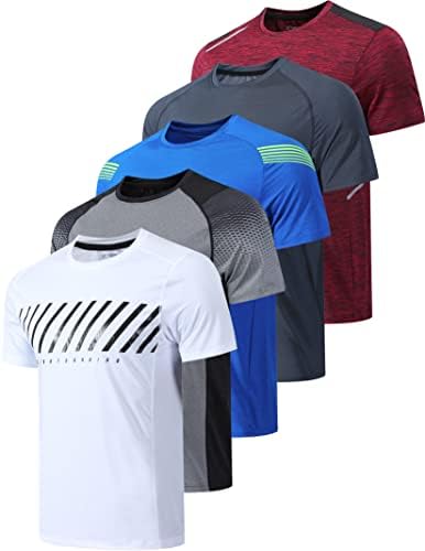 5 Pack Men's Active Quick Dry Crew Neck T Shirts