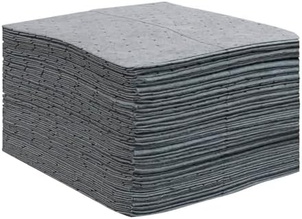 Light Universal Absorbent Pads, 25 Pack - Absorbs 18 oz per pad / 3.5 gal. per Pack - Absorbs Oil, Grease, Coolant, Chemicals, Solvents, Caustics, Acids, Urine & Stool, and Sewage
