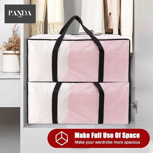Extra Large Moving Bags with Zippers & Carrying Handles, Heavy-Duty Storage Tote for Space Saving Moving Storage, Fold Flat, Alternative to Box and Bin - 8 Pack, Semi-Transparent