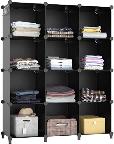 Closet Organizers and Storage, 12 Cube Storage Organizer, Black