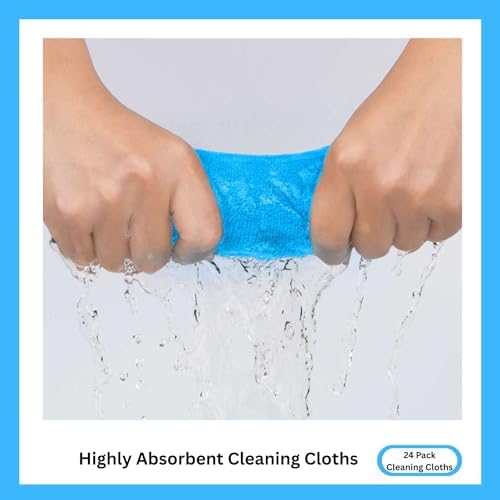 Microfiber Cleaning Cloth for Kitchen & households, Towels for Cars. (300gsm) (Pack of 24 Blue)