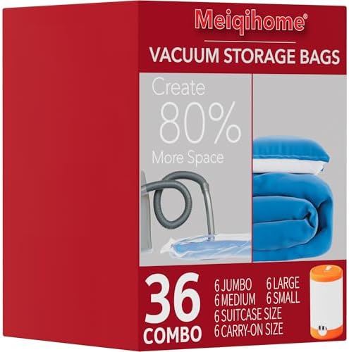 Vacuum Seal Bags for Clothing Travel & Home Storage, travel vacuum bags with pump, Store Blankets, Comforters, Pillows, Seasonal Clothes Compactly,36 Pack With Electric Pump