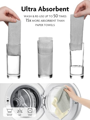 Kitchen Towels Roll, 40 Sheets, 10''x 10'' (Beige, Grayish)