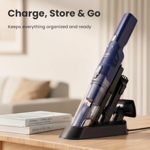 Hand Vacuum Cordless Rechargeable with Brushless Motor, Blue