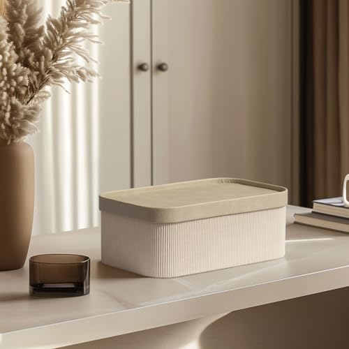 Decorative Storage Boxes with Lids Faux Leather, 3 Pack