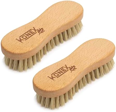 Peanut Scrub Brush, Wooden Hand Cleaning Brush, Stiff Nylon, 2 Pack