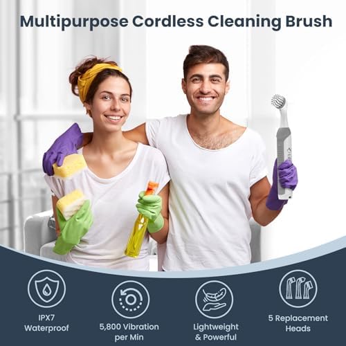 Cordless Rechargeable Power Scrubber Brush, White