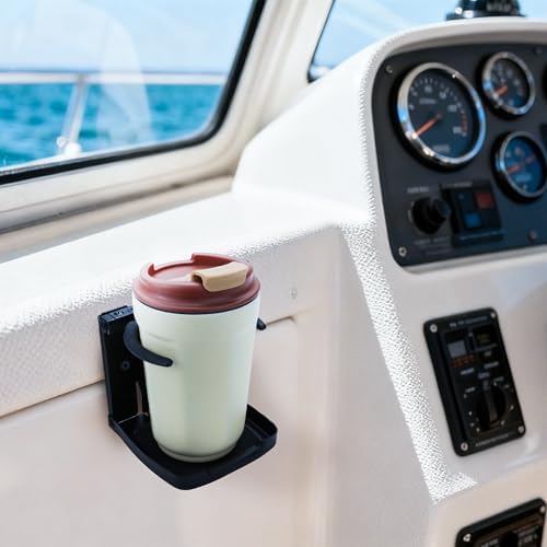 304 Stainless Steel Adjustable Folding Cup Holders,Matte Black Boat Drink Cup Holder,Folding Wall Car Desk Cup Holder for Trucks,RVs,Vans,Boats,Campers,Caravans(1 Pack)