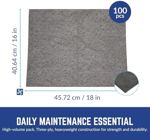 Premium Absorbent Pads, 16" x 18", 100 Count